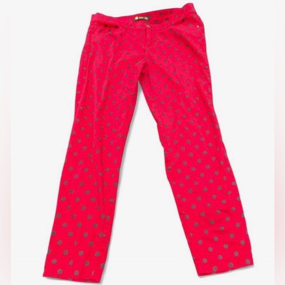 Stylish Red Polka Dot Straight Leg Jeans